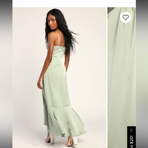 Lulus Green Deep V Ruffle Maxi Dress - Picture 3 of 11